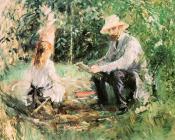 贝尔特摩里索特 - Eugene Manet and his Daughter Julie in the Garden (The Husband and Daughter of the Artist)
